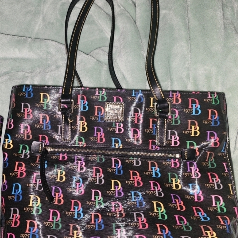 Dooney & Bourke Black Multicolor Logo Tote